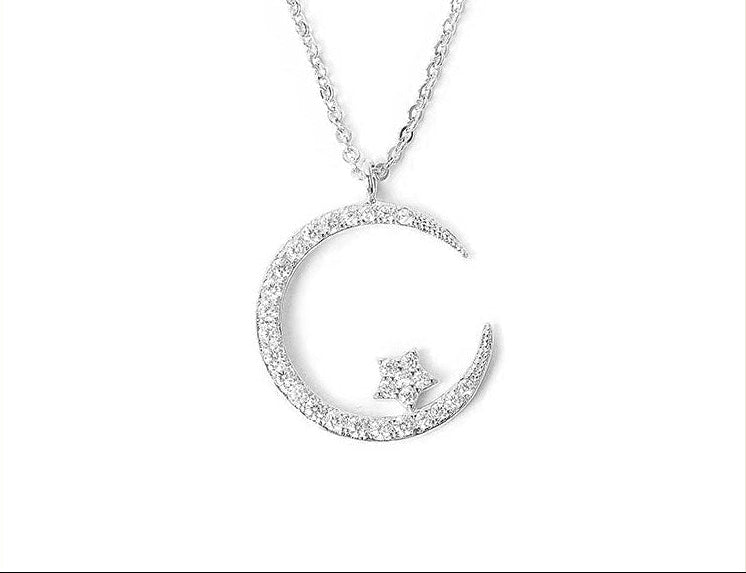 COLLAR BRILLANTE DE LUNA Y ESTRELLAS