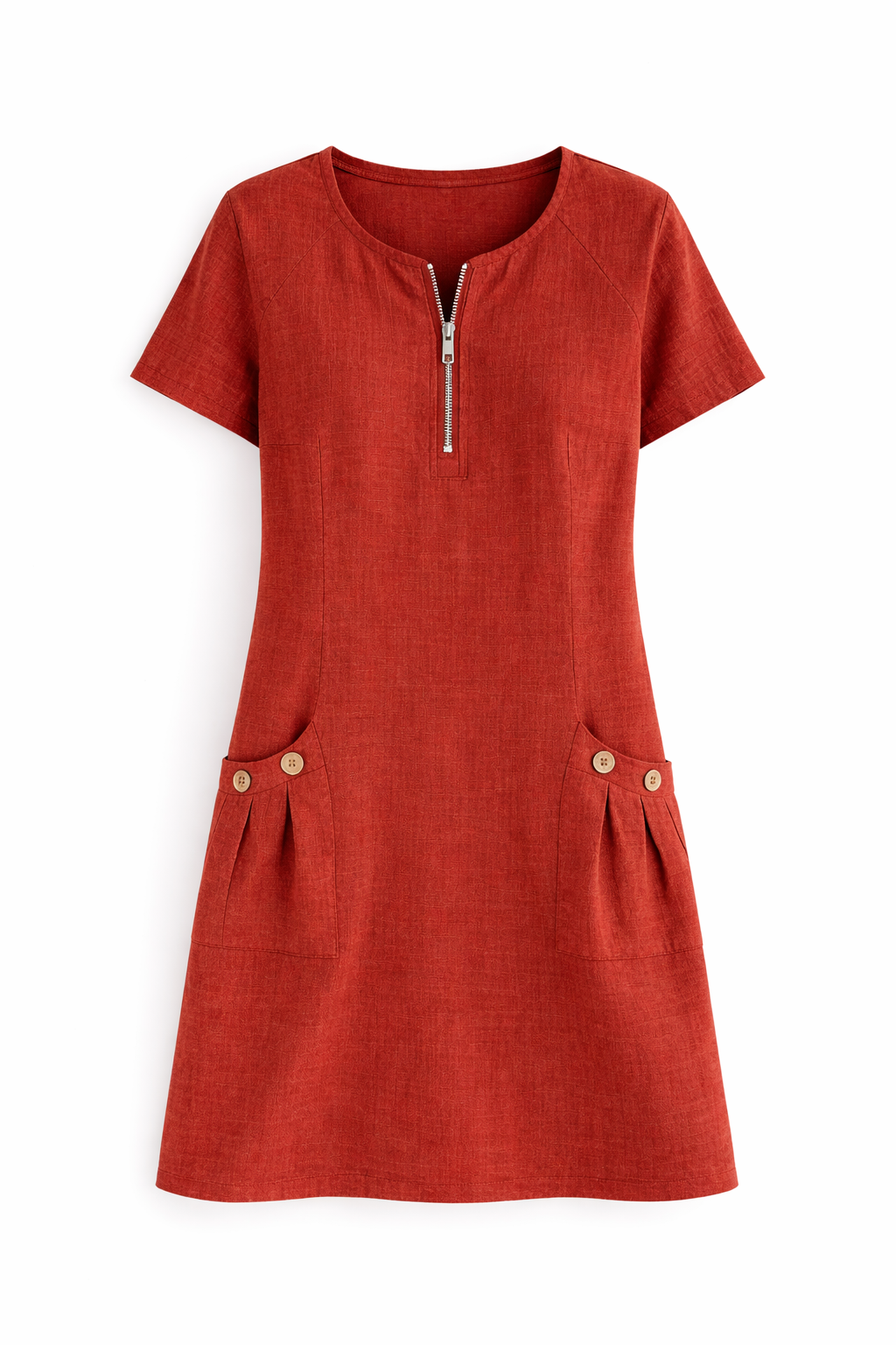 VESTIDO CON CREMALLERA Y BOLSILLO DE ALGODON