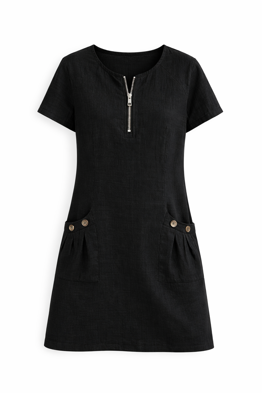 VESTIDO CON CREMALLERA Y BOLSILLO DE ALGODON