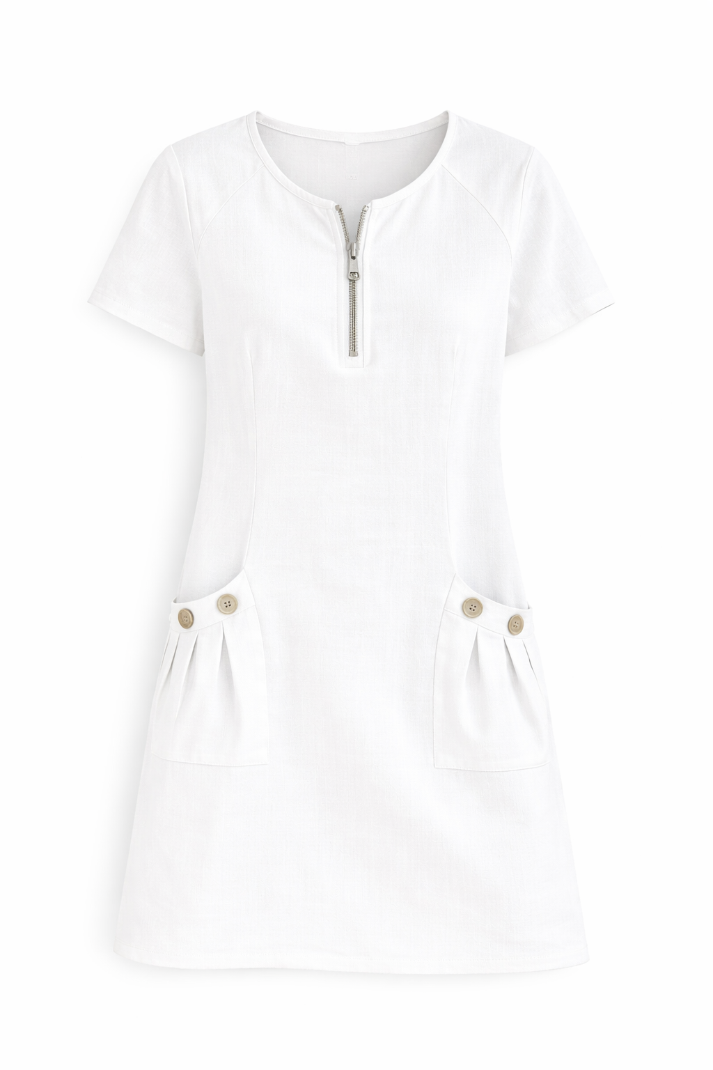 VESTIDO CON CREMALLERA Y BOLSILLO DE ALGODON