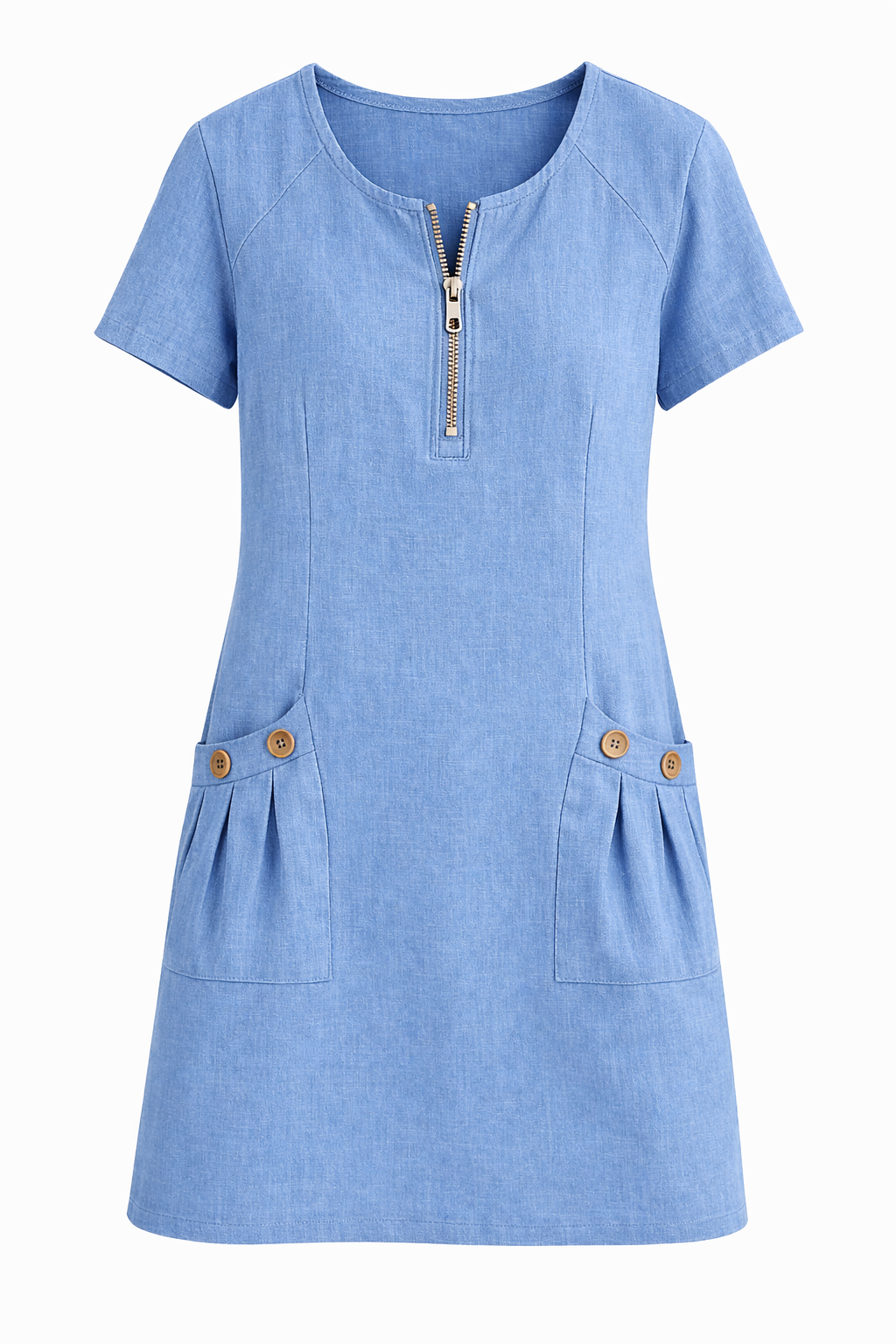 VESTIDO CON CREMALLERA Y BOLSILLO DE ALGODON