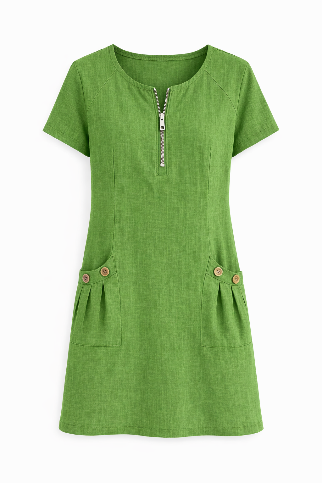 VESTIDO CON CREMALLERA Y BOLSILLO DE ALGODON