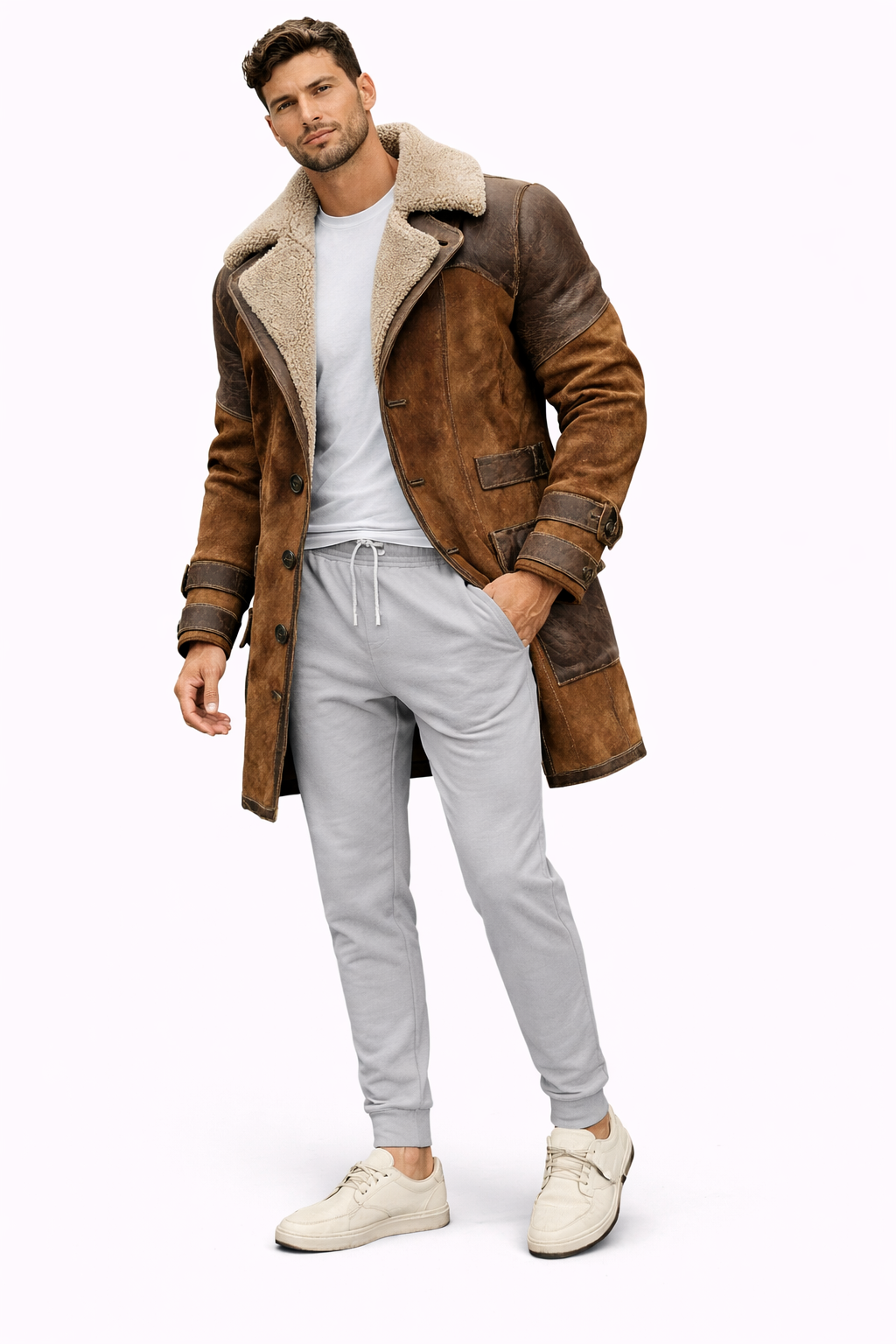 DON GASPAR | ABRIGO VINTAGE DE CUERO CON PELAJE